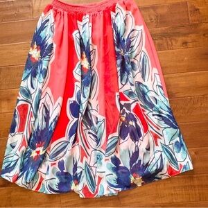 Chico's Floral A-Line Skirt - Red and Blue